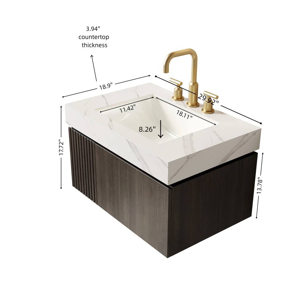3.94" countertop thickness  
17.72"  
18.9"  
11.42"  
8.26"  
29.92"  
18.11"  
13.78"