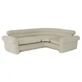 Intex - Inflatable Corner Living Room Air Mattress Sectional Sofa - Beige