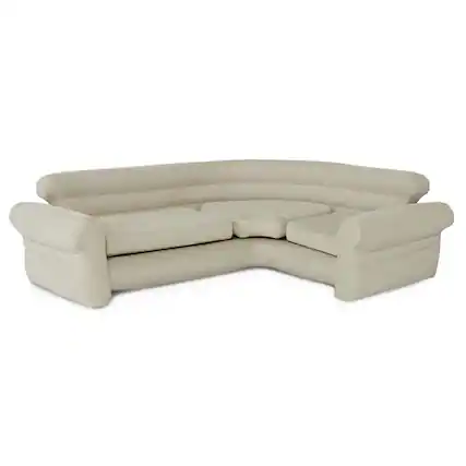 Front. Intex - Inflatable Corner Living Room Air Mattress Sectional Sofa - Beige.