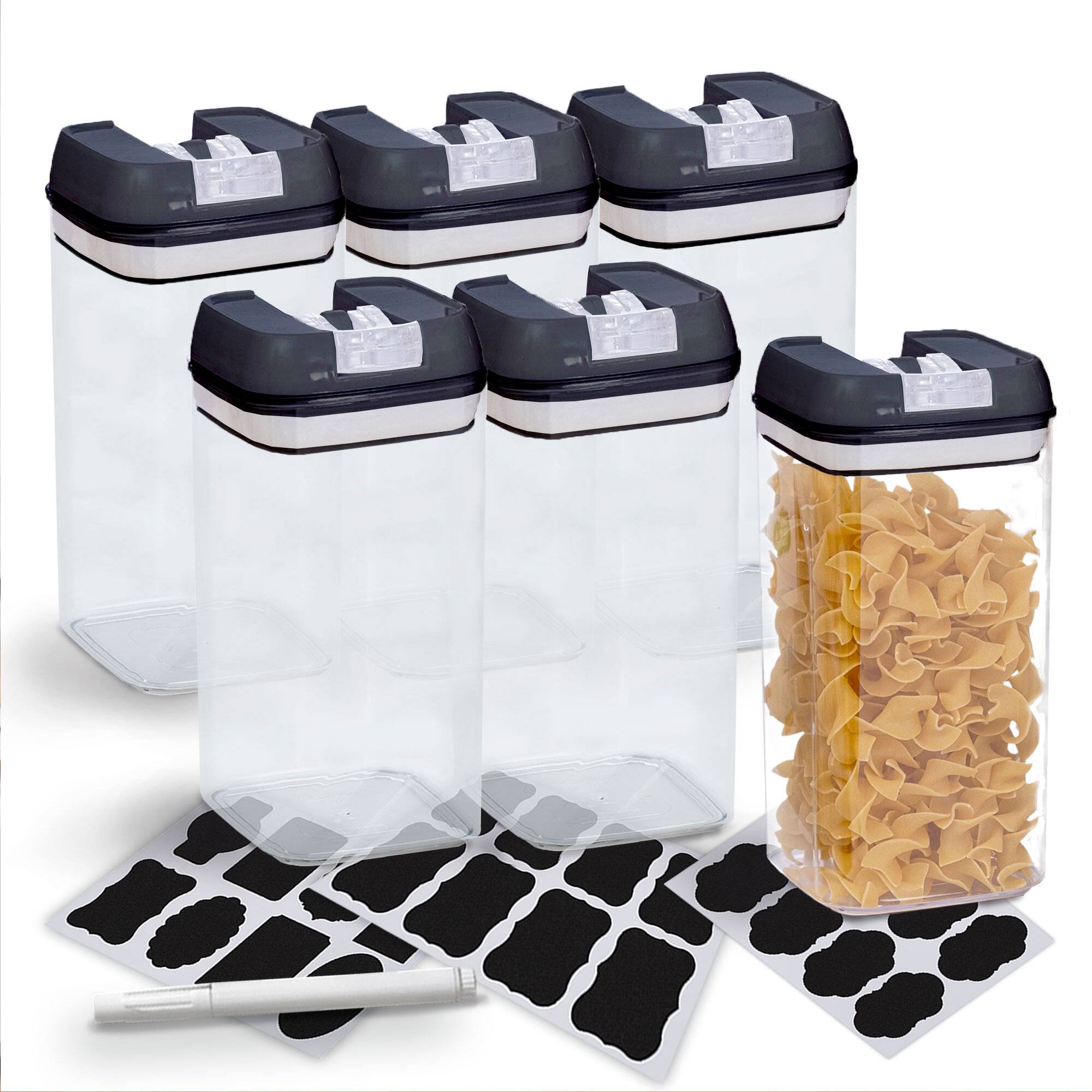 Alt View 3. Cheer Collection - 1.2-Liter Airtight Pantry Food Storage Containers with Secure Flip-Top Lids, 6-Pack, Black - Black.