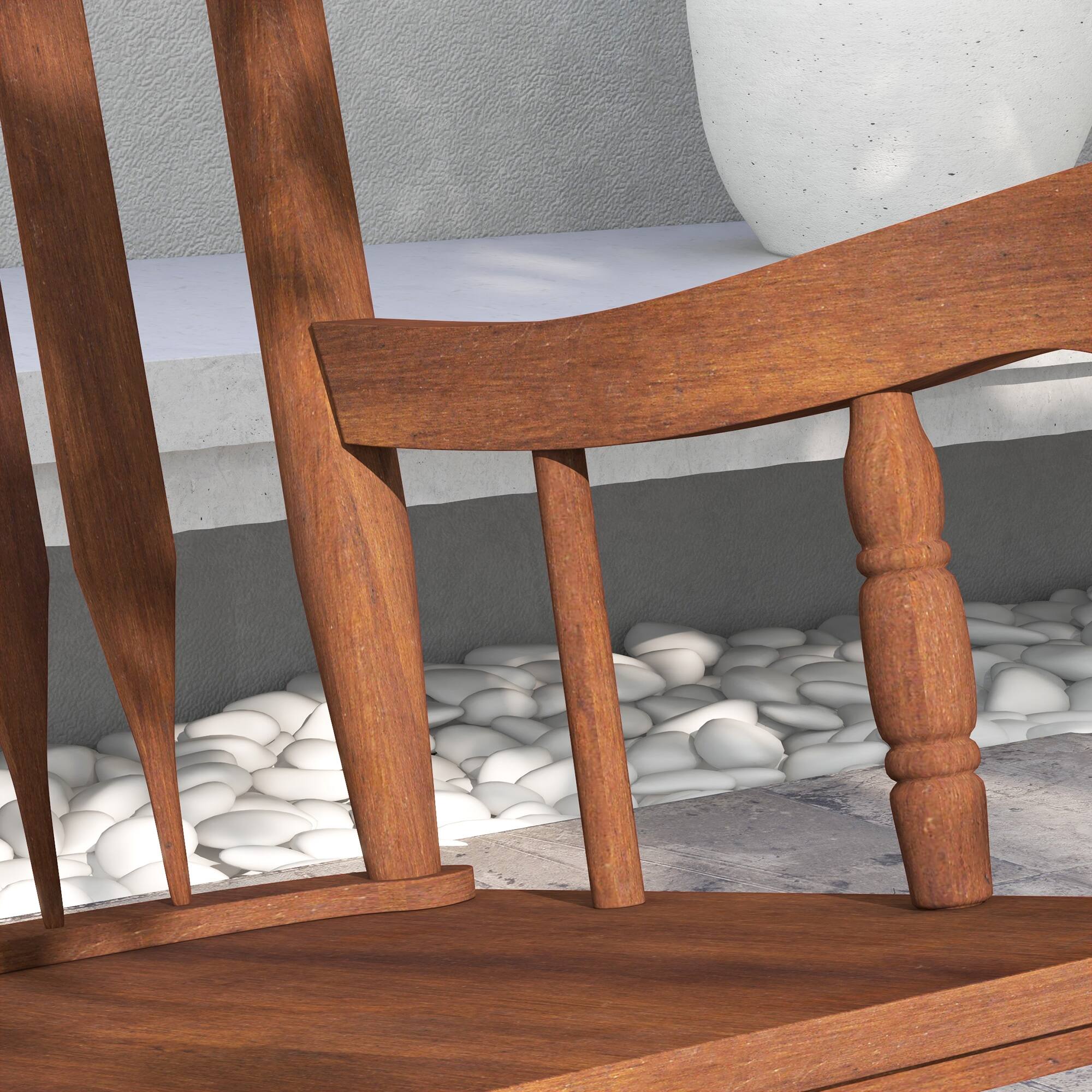 Alt View 8. Outsunny - Outdoor Wood Rocking Chair, 350 lbs. Porch Rocker with High Back for Garden, Patio, Balcony - Teak.