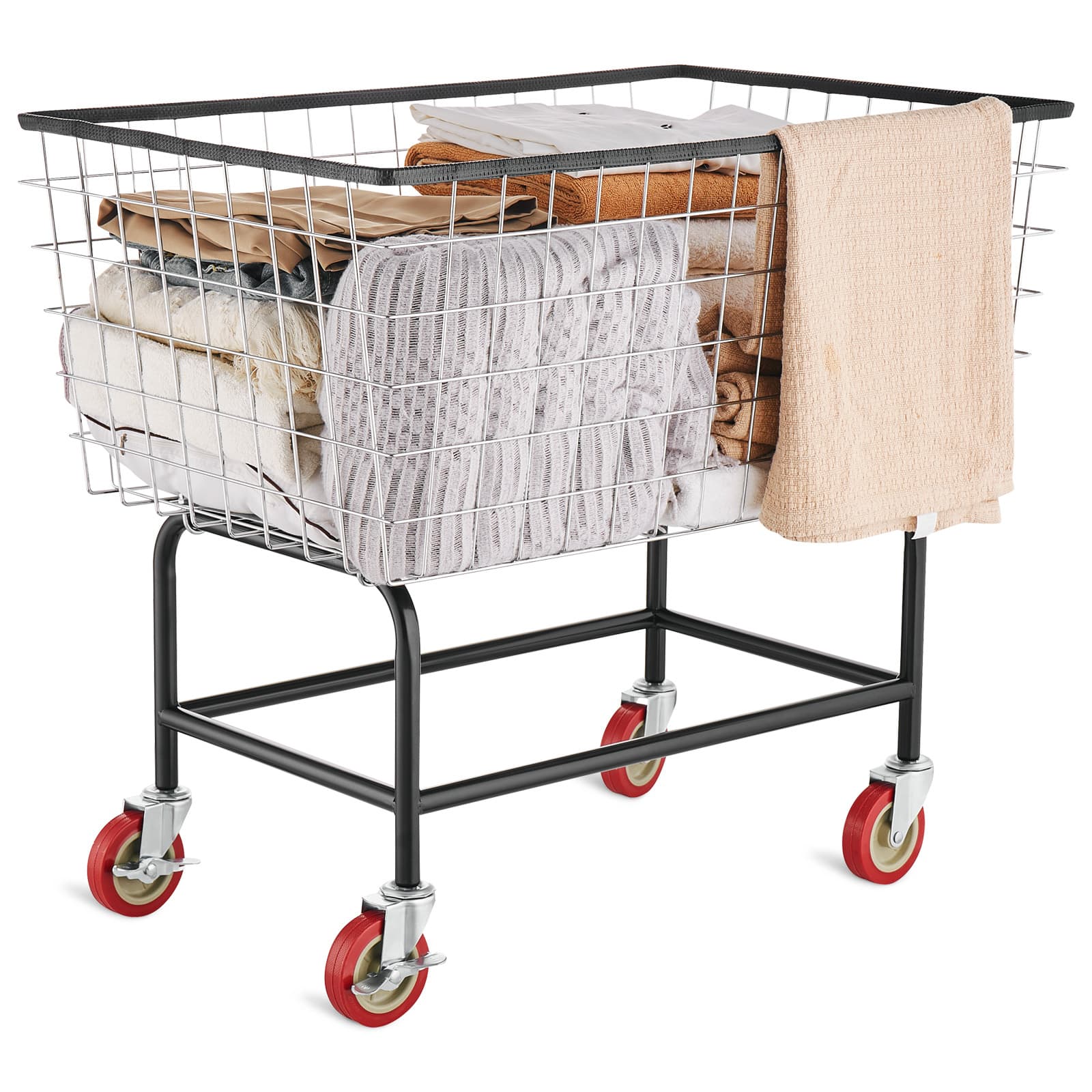 VEVOR - Wire Laundry Cart, 4.5 Bushel Wire Laundry Basket with Wheels, 35''x15.7''x22'' Commercial Wire Laundry Basket Cart - Silver