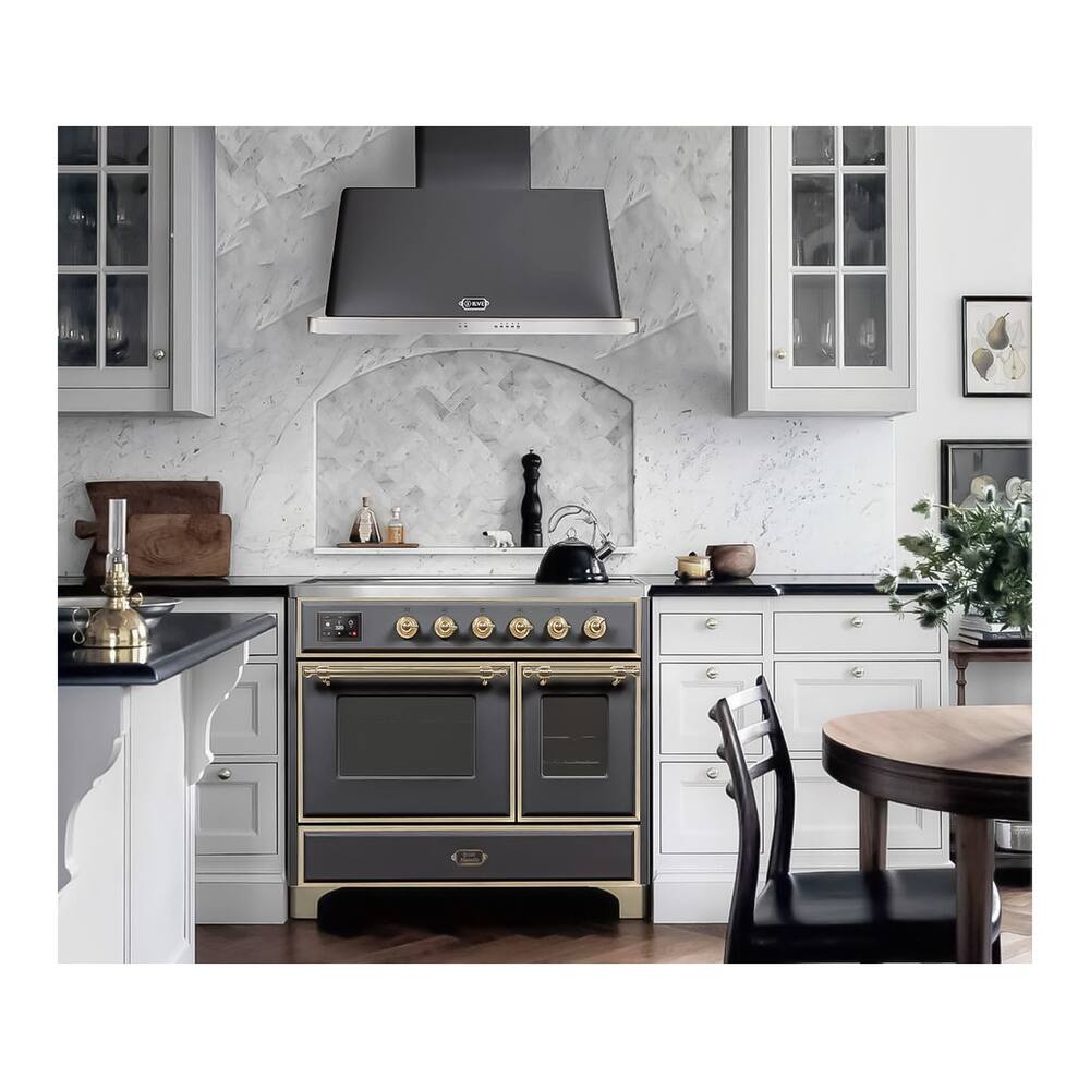 Alt View 4. ILVE - ILVE Majestic II 40 inch Induction Range with 6 Elements (Graphite Matte, Brass Trim) - Graphite Matte.