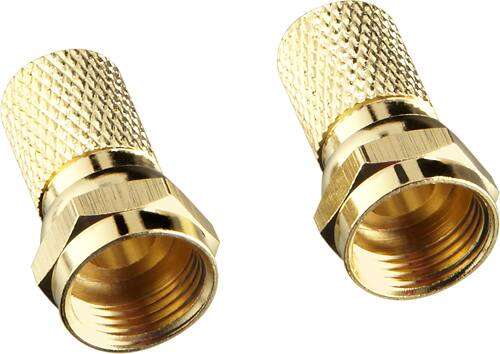 Rocketfish™ - Twist-On RG6 F-Connectors (2-Pack) - Gold - Angle