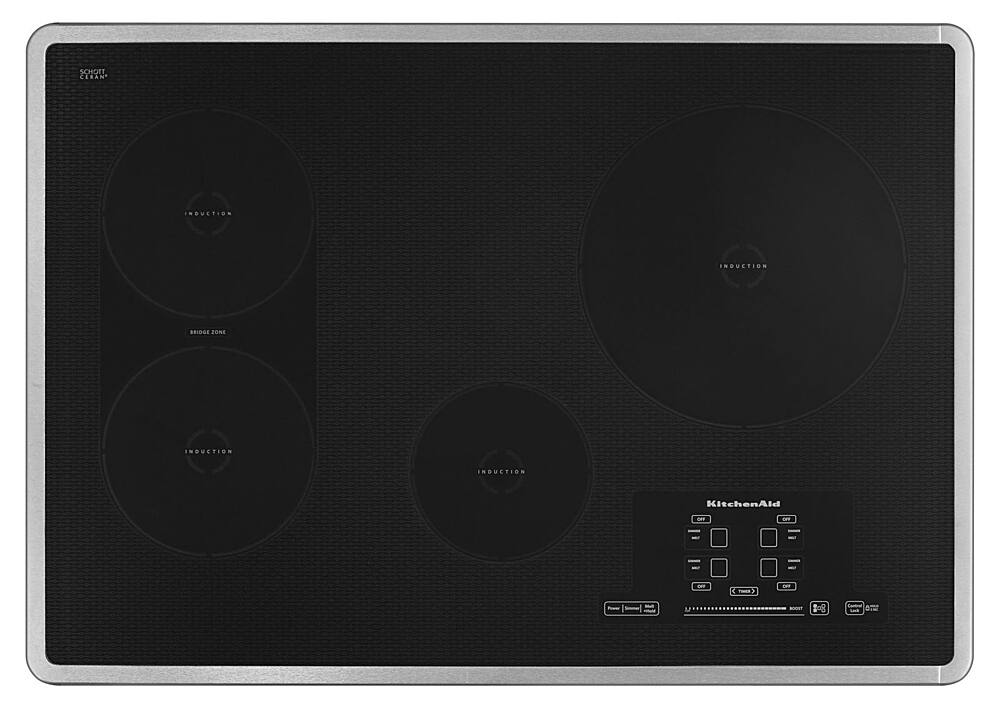 Front. KitchenAid - 30" Built-In Electric Induction Cooktop - Stainless Steel.