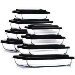 PARKER SLATER - Deep Glass Casserole Dishes For Oven With Plastic Lids Baking Rectangular Bakeware Lasagna Cooking Leftovers Kitchen ...