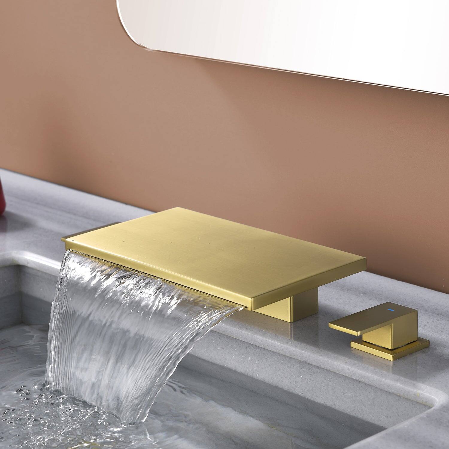 Alt View 2. Boyel Living - Brushed Gold Faucet SUS304 Waterfall Spout cUPC Quick Connect Temporary Shelf - Brushed Gold.