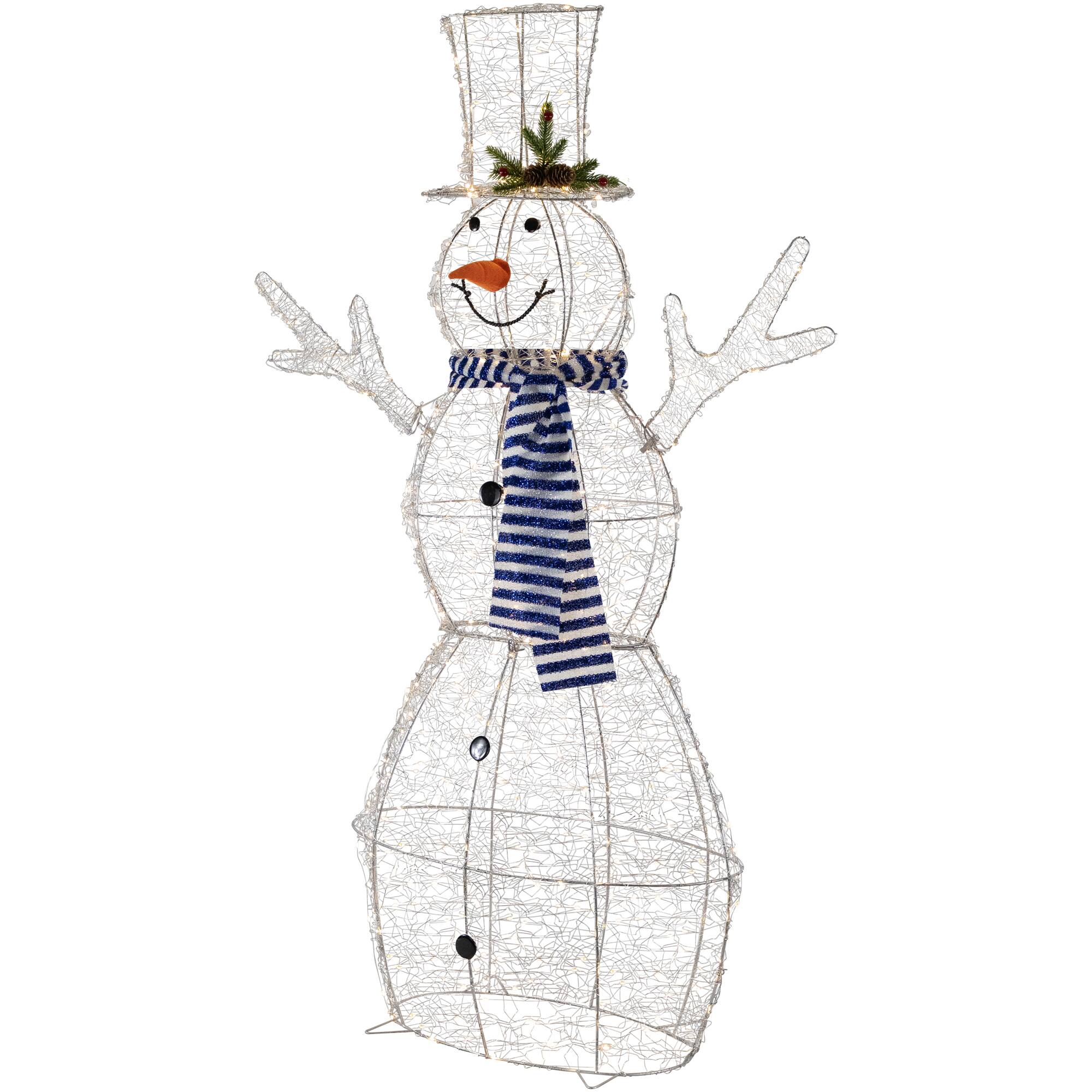Alt View 3. Northlight - 48" LED Lighted Silver Mesh Snowman Outdoor Twinkling Christmas Decoration - Silver.