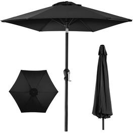 Best Choice Products - 10ft Outdoor Steel Market Patio Umbrella w/ Crank, Tilt Push Button, 6 Ribs - Black