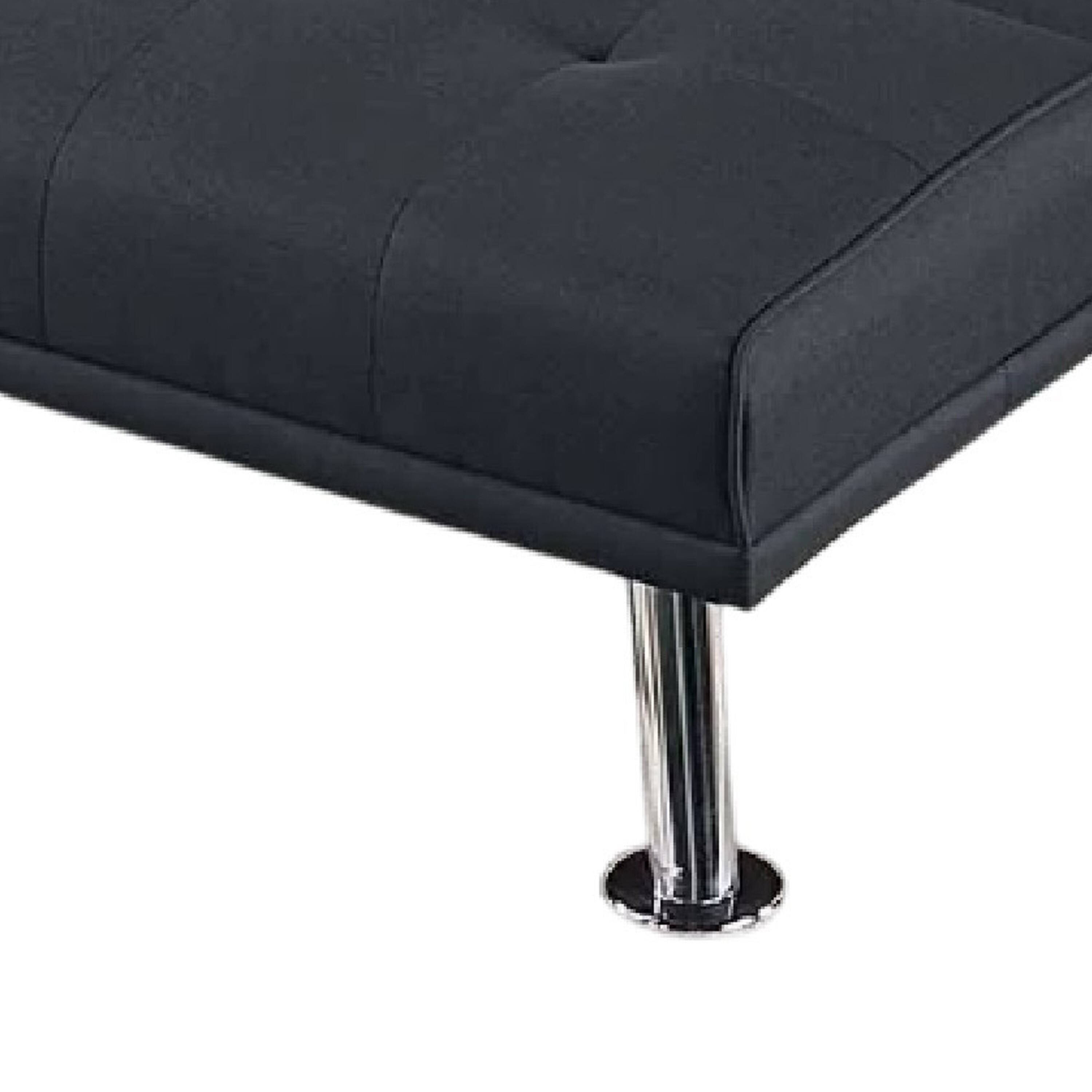 Alt View 3. Manhattan Lane - Gary Convertible Sofa with Fold-Down Table, Metal Legs, Fabric - Black, Chrome.