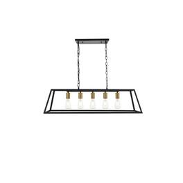 Living District - Resolute 5 light Pendant - Brass And Black