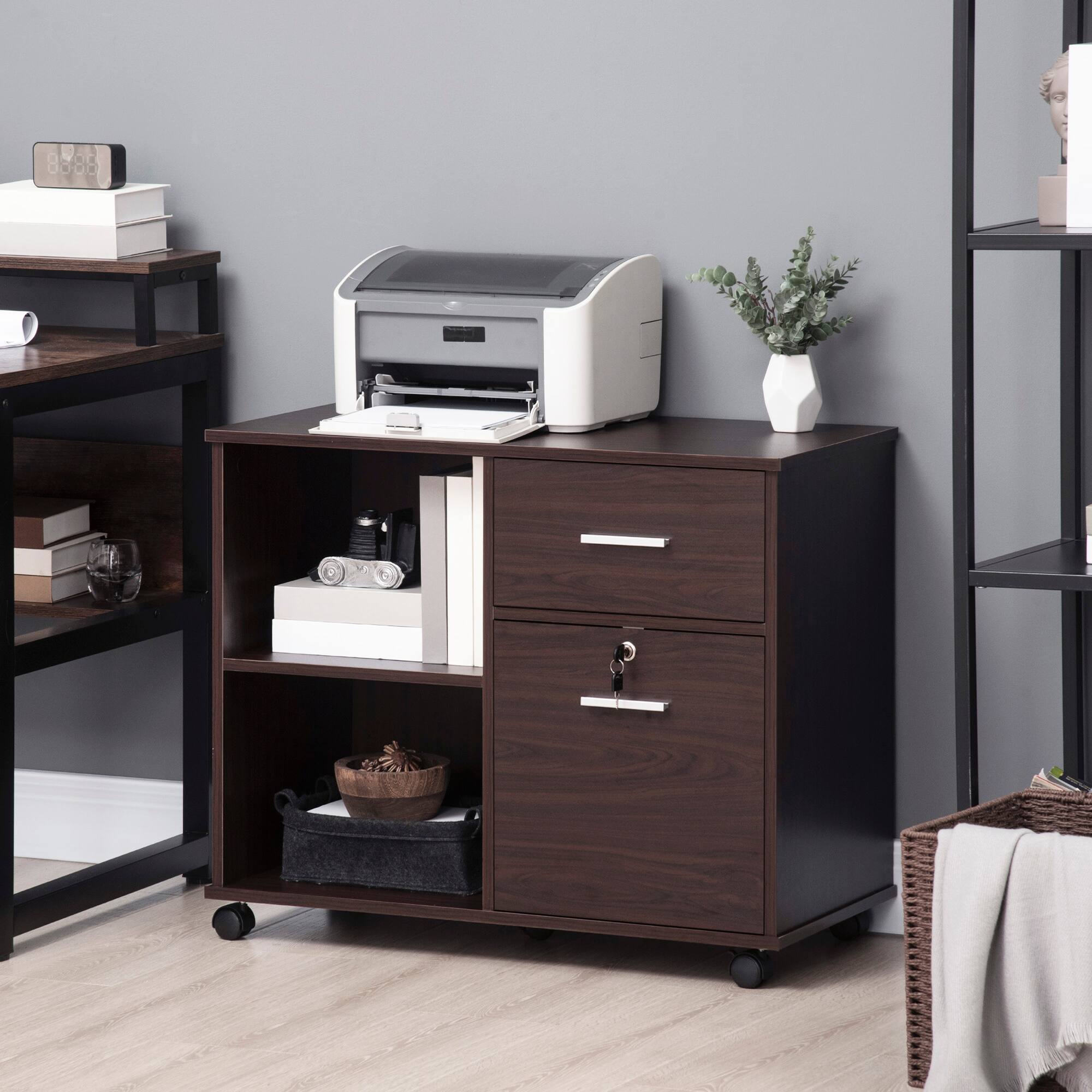 Alt View 1. Vinsetto - File Cabinet with Wheels - Walnut.