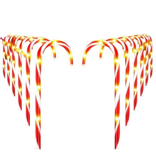 Stock Preferred - 12-Pack Outdoor Solar Christmas Candy Cane Pathway Lights