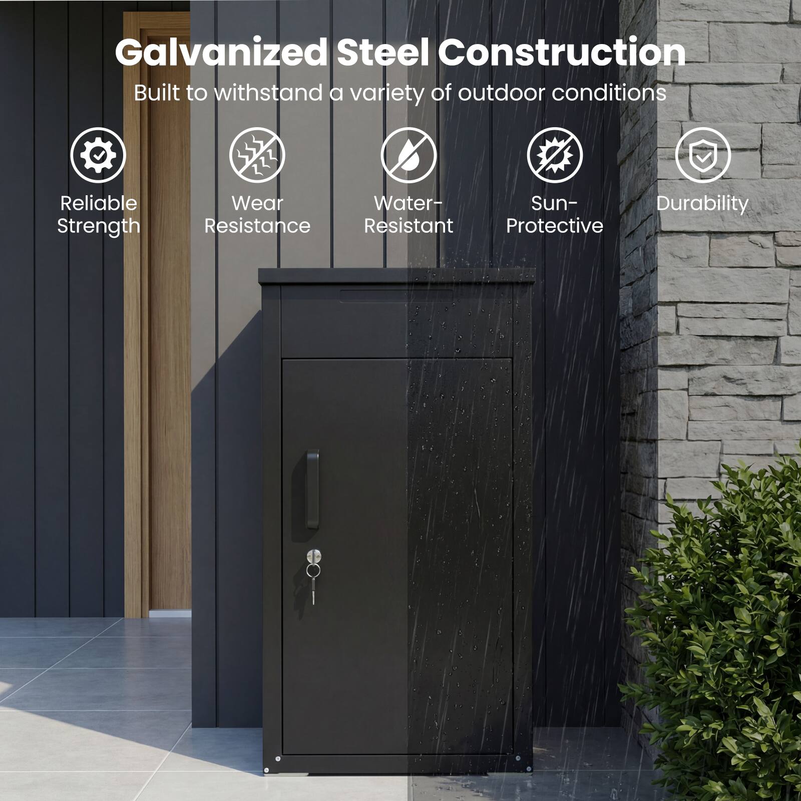 Galvanized Steel Construction  
Built to withstand a variety of outdoor conditions

- Reliable Strength
- Wear Resistance
- Water-Resistant
- Sun-Protective
- Durability