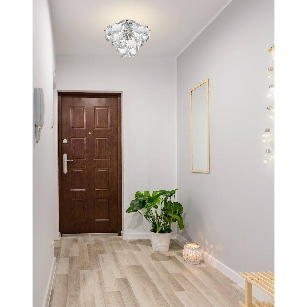 Alt View 4. Elegant Lighting - Adaline 16 Inch Flush Mount Ceiling Light In Chrome - Chrome And Clear.