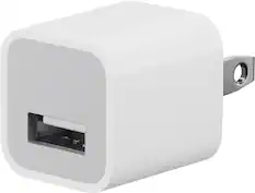 Front. Apple - USB Power Adapter - White.