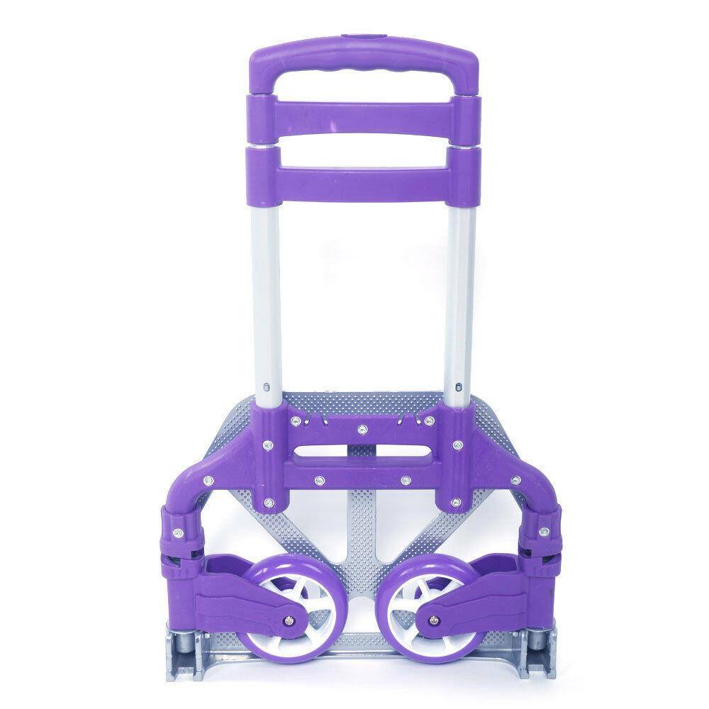 Back. Winado - Portable Aluminum Luggage Cart Folding Dolly Collapsible Trolley Push Hand Truck for Moving Warehouse 165lbs Capacity - Purple.