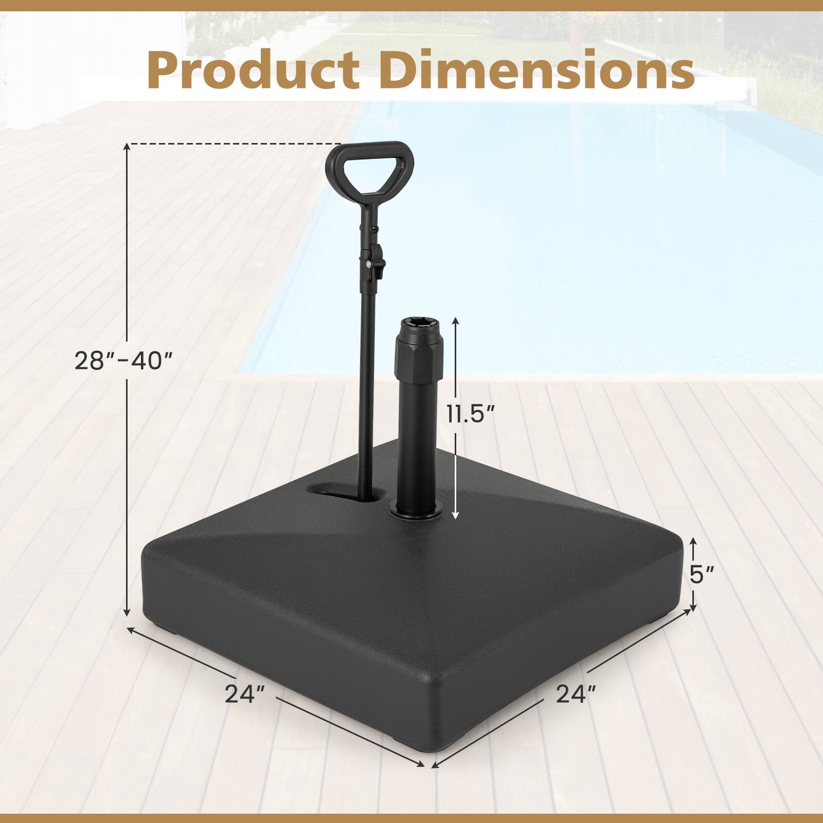 Product Dimensions: 28"-40" x 11.5" x 5" x 24" x 24"