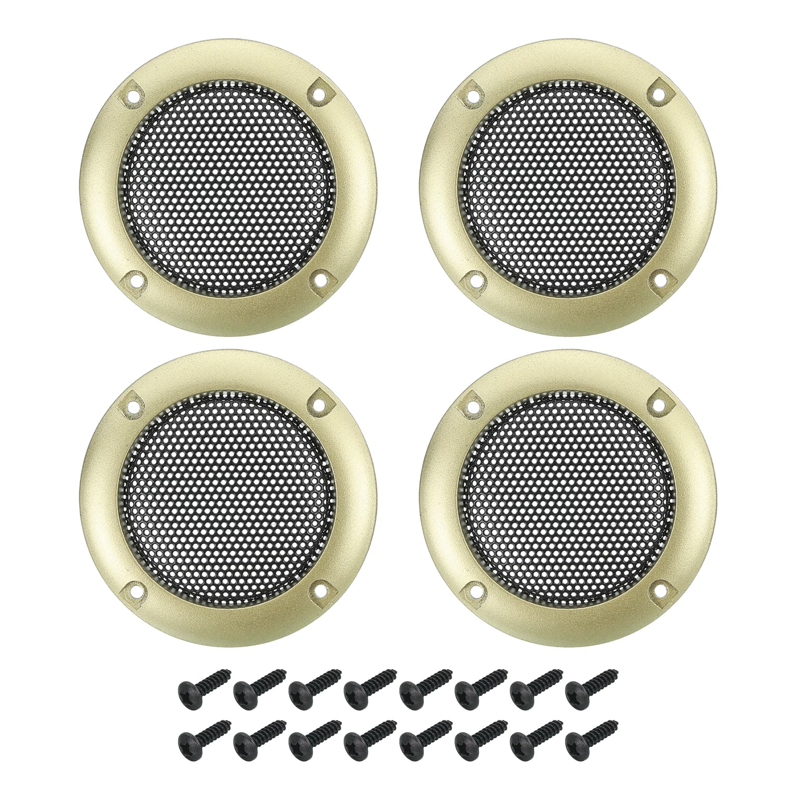 Unique Bargains - 4pcs Speaker Grill Mesh Metal Woofer Guard Protector ABS Frame with Screws for Home Audio Car Speaker - Black Gold