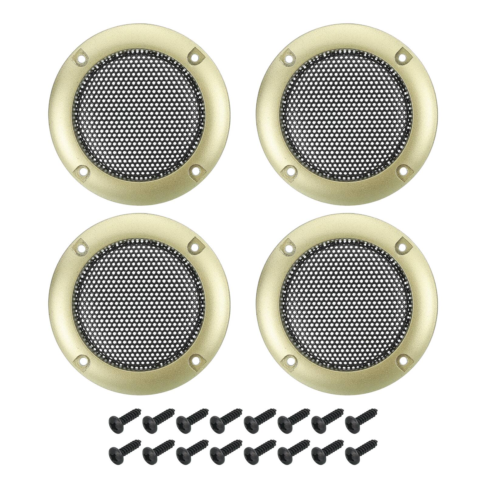 Unique Bargains - 4pcs Speaker Grill Mesh Metal Woofer Guard Protector ABS Frame with Screws for Home Audio Car Speaker - Black Gold