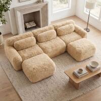 Roomtec - Ushaped Boneless Sofa32D High Density Sponge BottomAntiSlip Design With ChaiseFree Combination Fullcompression Vacuum - Light Khaki