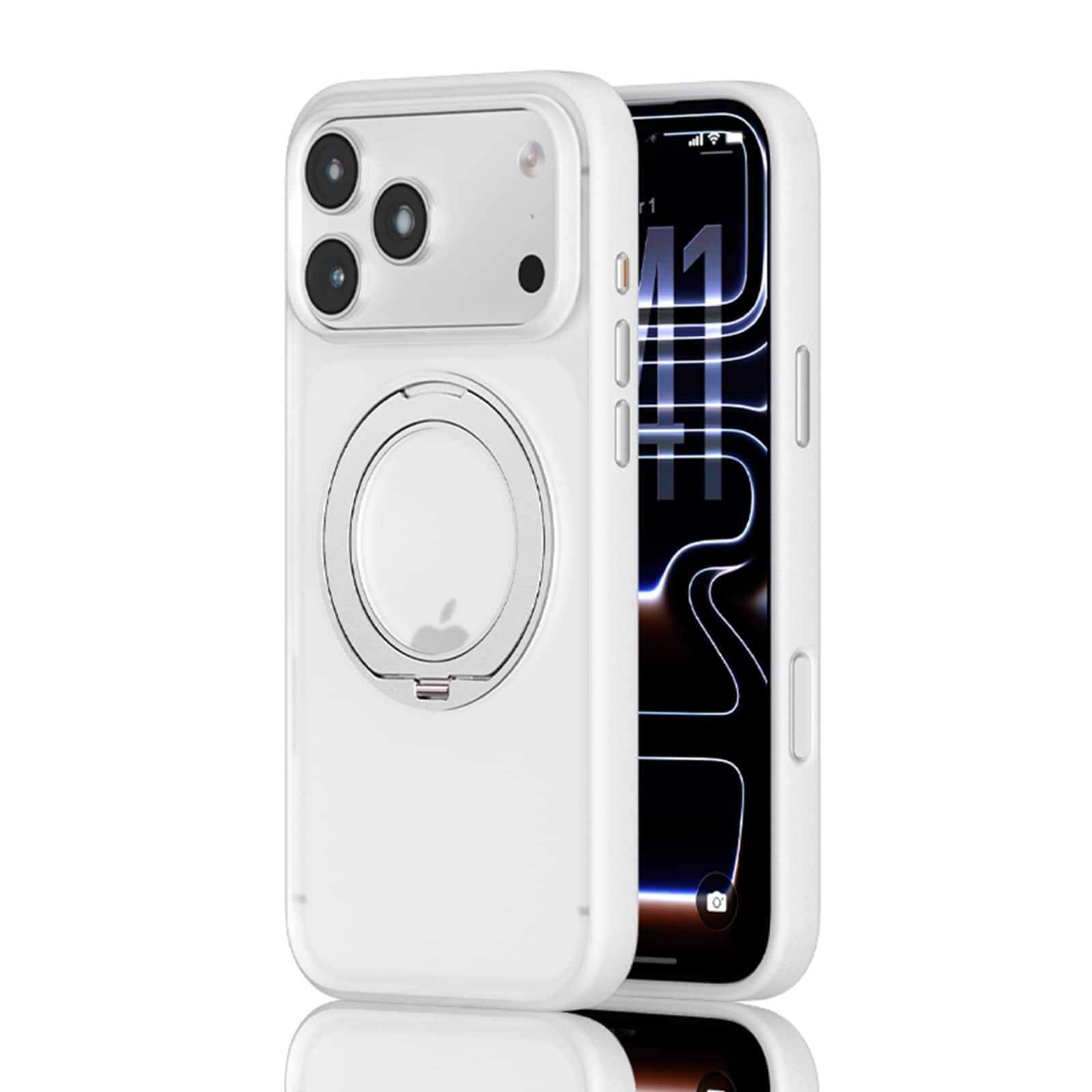 Dteck - Magnetic Case for Apple iPhone 18 Pro Max with 360 Swivel Stand, Frosted Shockproof Protective Cover, AI Camera Button - White
