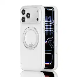 Dteck - Magnetic Case for Apple iPhone 18 Pro Max with 360 Swivel Stand, Frosted Shockproof Protective Cover, AI Camera Button - White