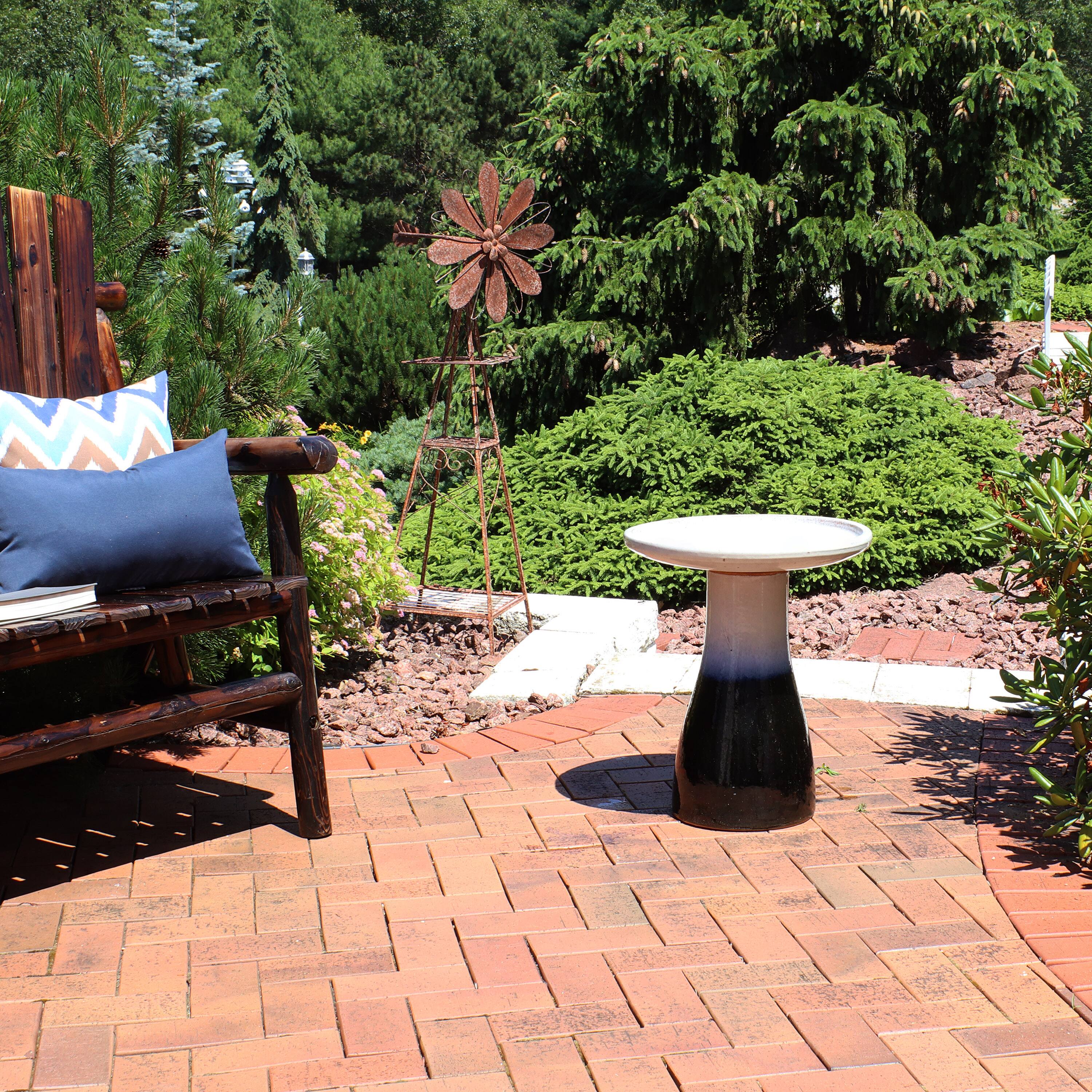 Alt View 7. Sunnydaze - Subtle Transitions Ceramic Bird Bath - 18.5 in - Twilight.