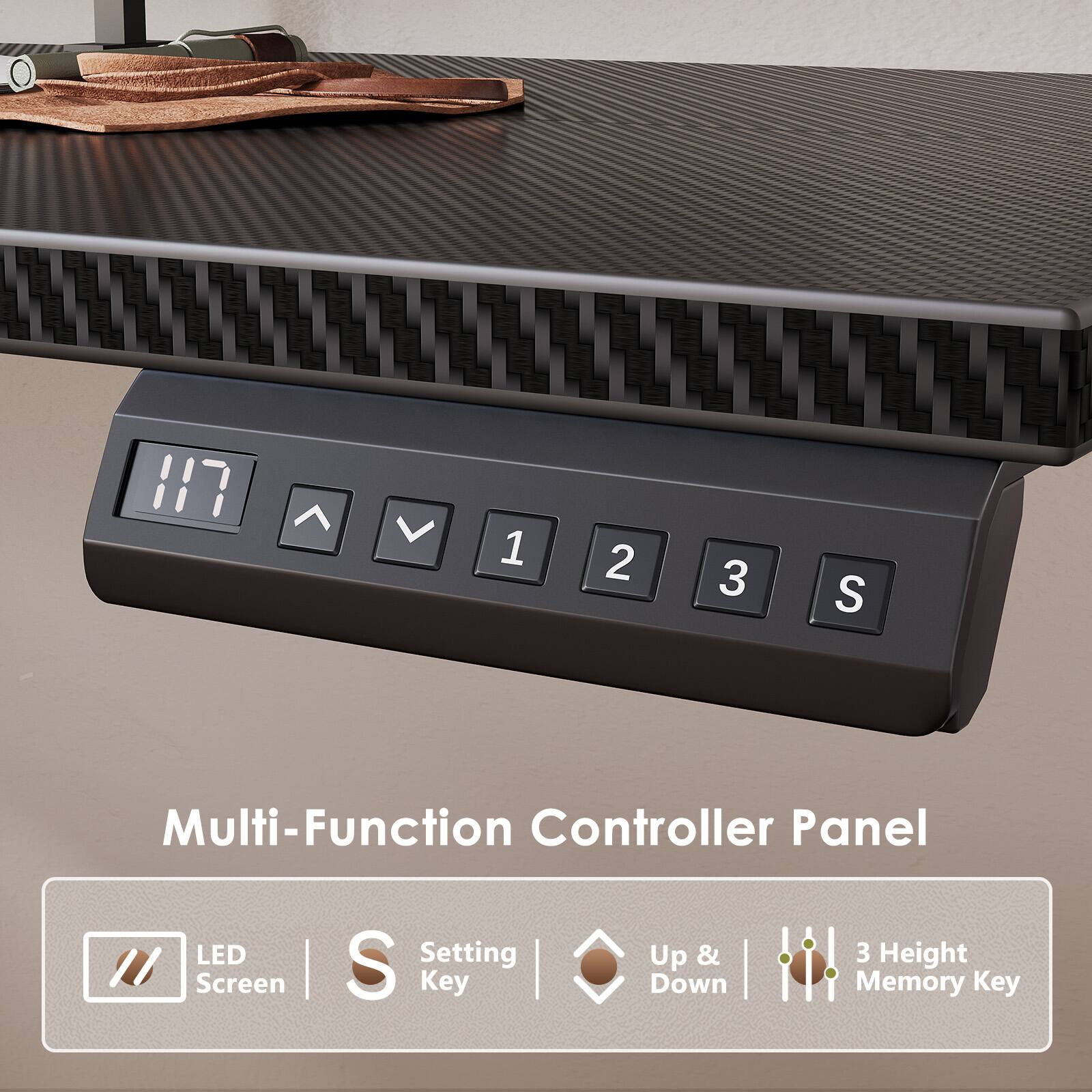 117 1 2 3 S Multi-Function Controller Panel LED Screen | S Setting Key | Up & Down 3 Height Memory Key