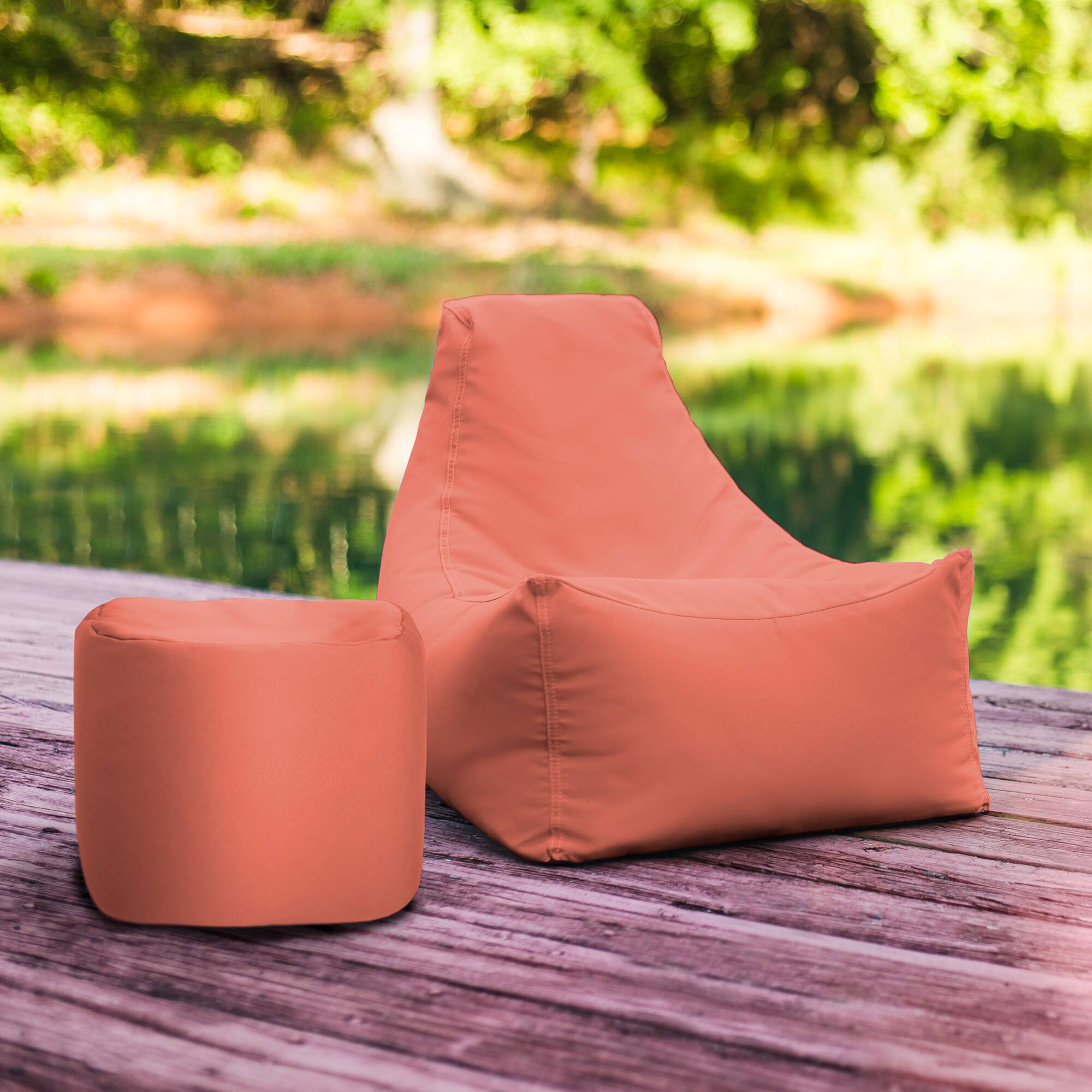Angle. Jaxx - Jaxx Juniper Jr Outdoor Kids Bean Bag Chair / Childrens Garden Chair, Flamingo - Flamingo.