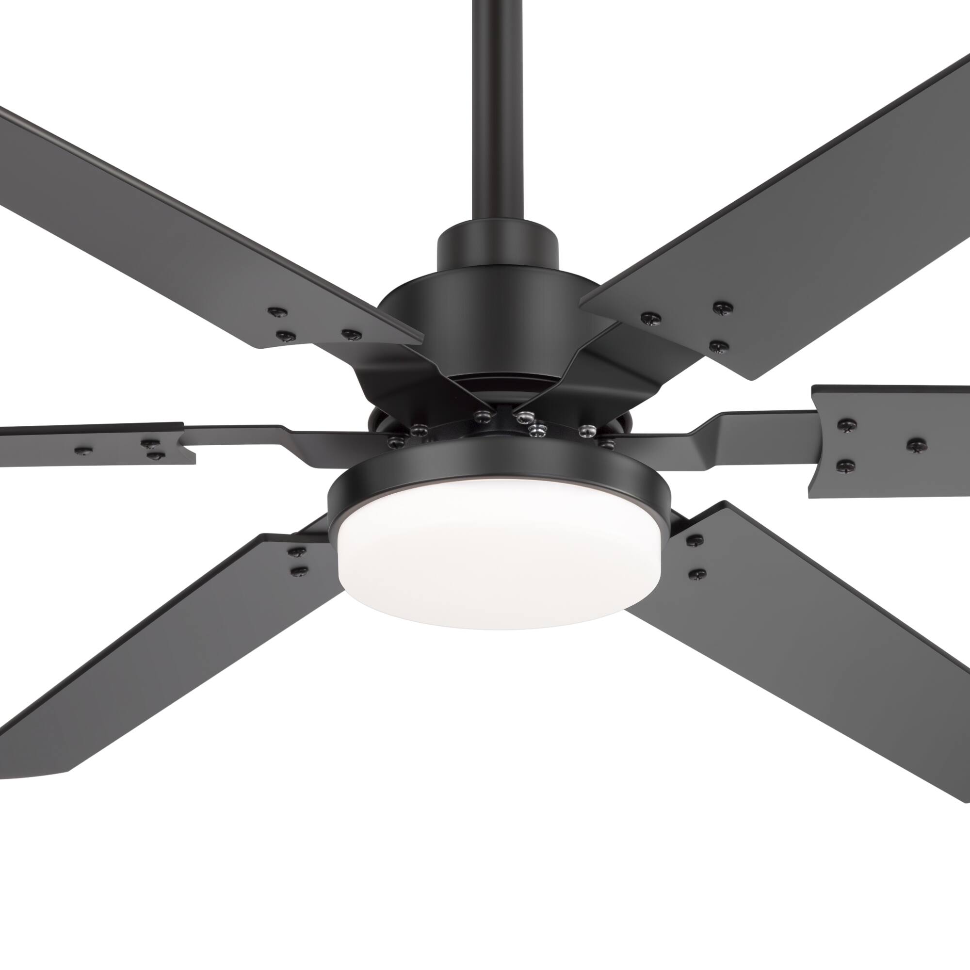 Left. Breezary - 46" 2-Pack Ceiling Fan with Integrated Light, 6 Plywood Blades, DC Motor, 6-Speed Remote, Timer with Memory - Matte Black and Dark Walnut Color.
