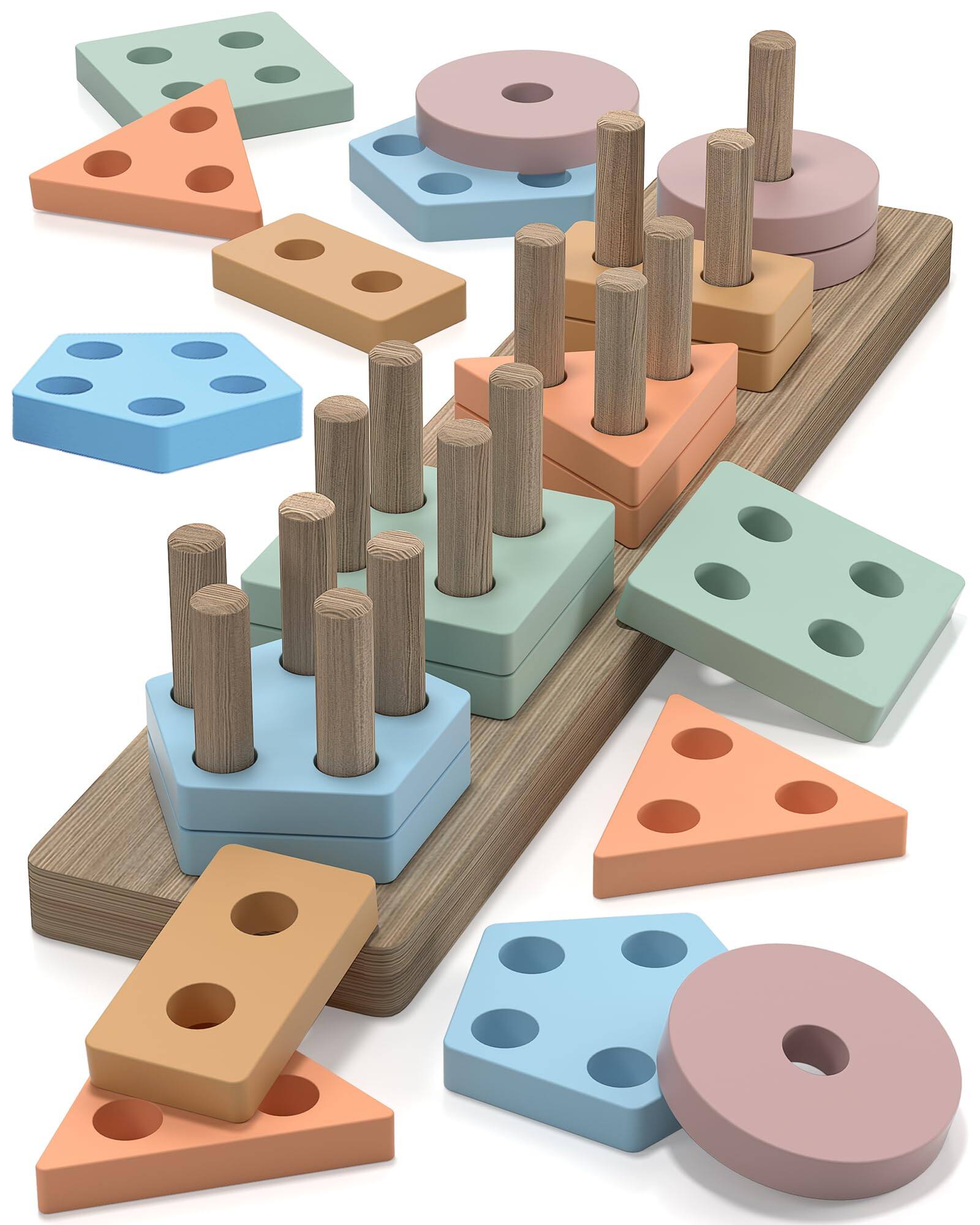 Front. PARKER SLATER - Montessori Toys For 1 2 3 Year Old Gifts  Wooden Shape Sorter Ages 2-4 Learning Puzzles Birthday Gift 1-3 Montessori.