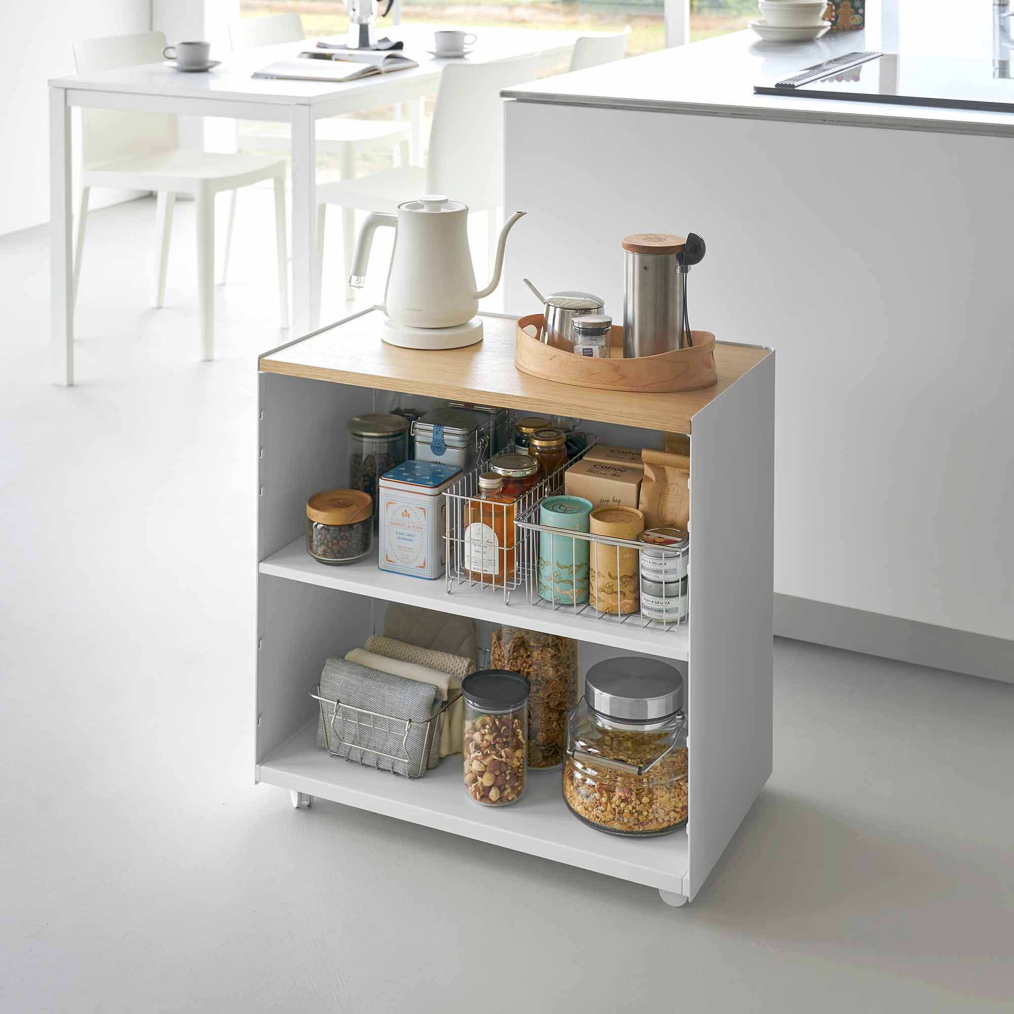 Alt View 2. Yamazaki Home - Mobile Hideaway Storage Cart (23" H) - Steel + Wood - White.