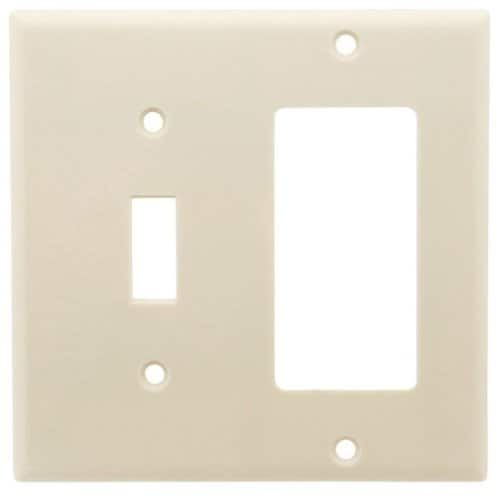 Leviton - 2-Gang GFCI Rocker and Toggle Wall Plate - Light Almond