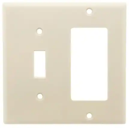 Front. Leviton - 2-Gang GFCI Rocker and Toggle Wall Plate - Light Almond.