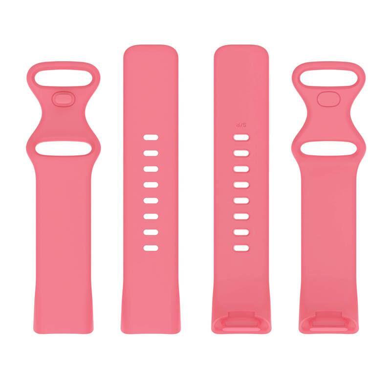 Left. StrapsCo - Active Band Silicone Rubber Watch Strap For Fitbit Charge 6 (Short-Medium) - Pink.