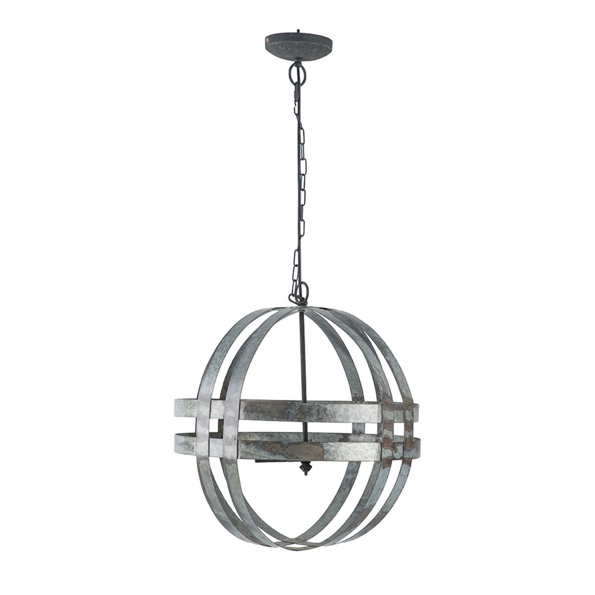 Alt View 4. Loheer - Loheer 4-Light Galvanized Steel Chandelier with Adjustable Chain, Antique Silver.