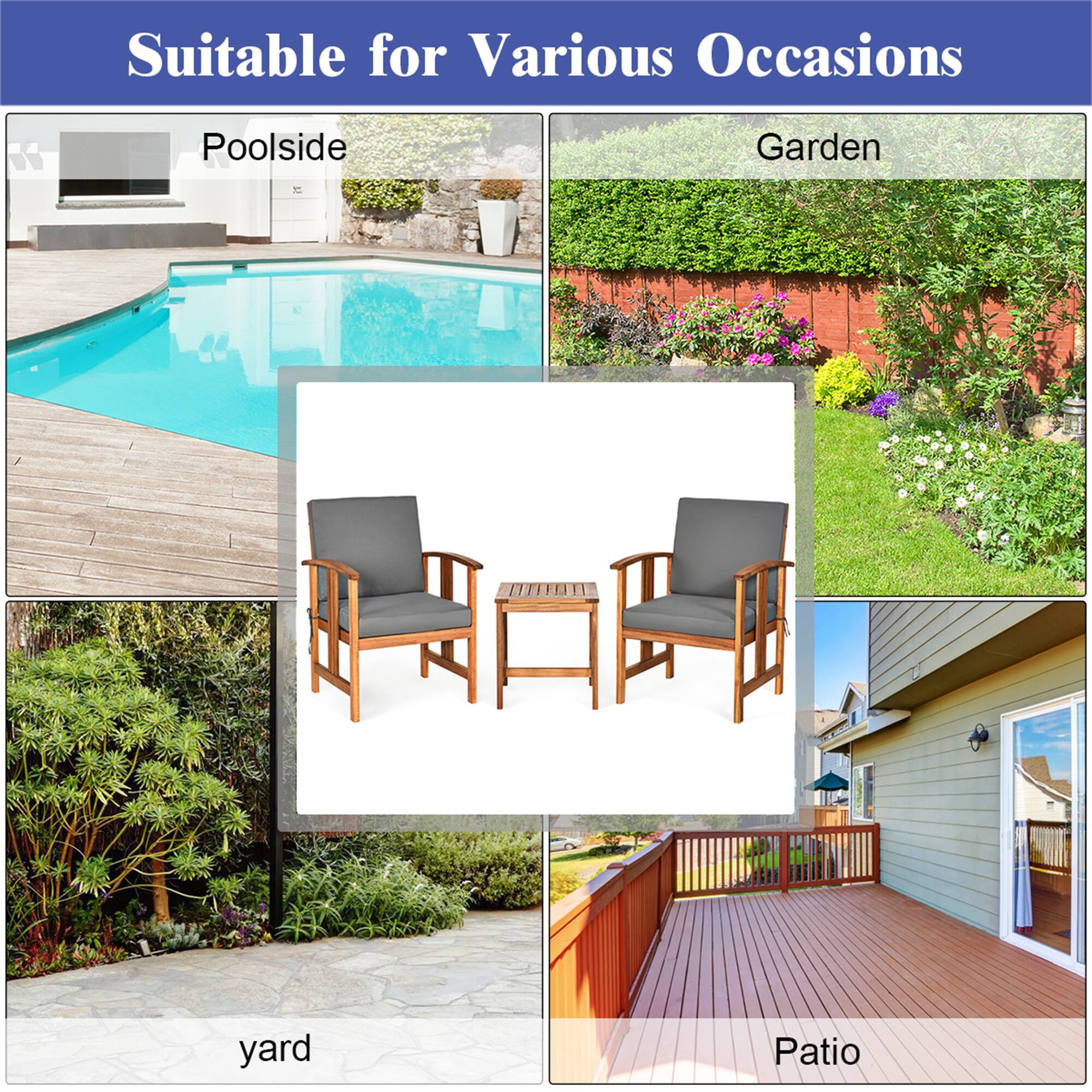 Suitable for Various Occasions

Poolside
Garden
Yard
Patio
