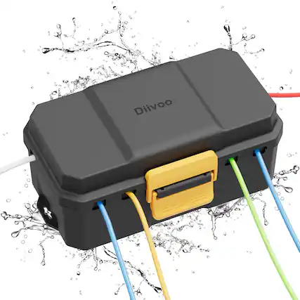 Front. Wikistore - Waterproof Electrical Box Outdoor Extension Cord Cover Large Size 6 Cable Entry IP54 Black - Black.