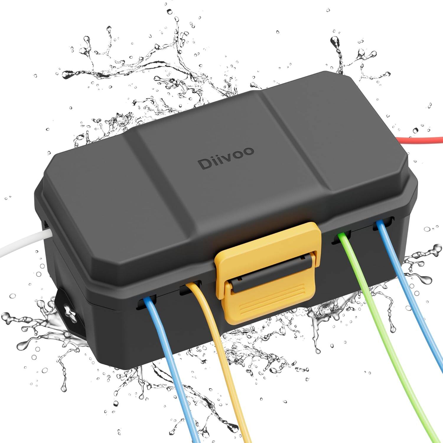 Front. Wikistore - Waterproof Electrical Box Outdoor Extension Cord Cover Large Size 6 Cable Entry IP54 Black - Black.