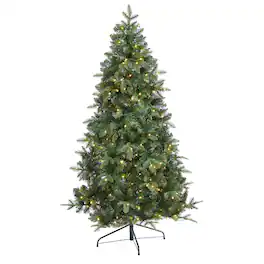 BreeBe - 6' Grand Teton Flat Back Xmas Tree w/180 LEDs and 727 Tips - Green