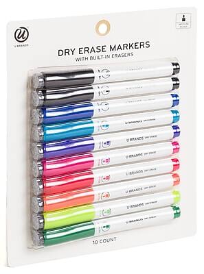 U Brands  
DRY ERASE MARKERS  
WITH BUILT-IN ERASERS  

10 COUNT