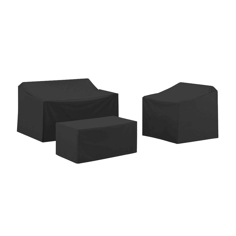 Back. Crosley Furniture - 3Pc Outdoor Furniture Cover Set - Loveseat - Black.
