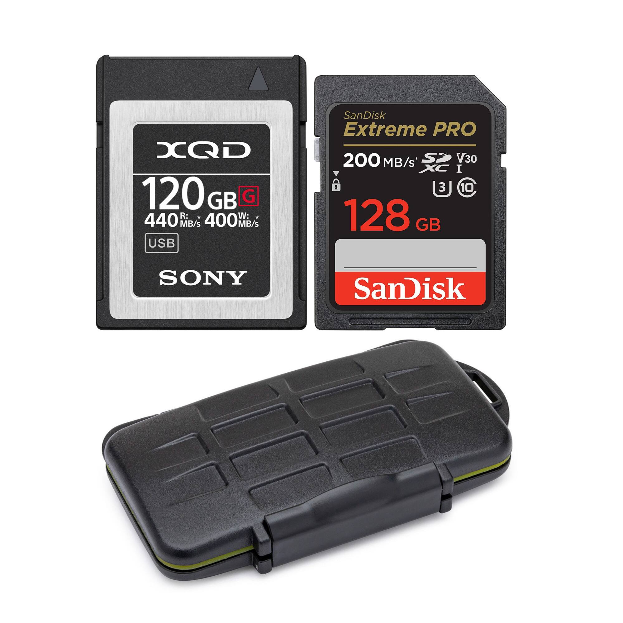 XCQD 120 GB  
R: 440 MB/s W: 400 MB/s  
USB  
SONY  

SanDisk Extreme PRO  
200 MB/s  
V30  
I  
10  
128 GB  
SanDisk