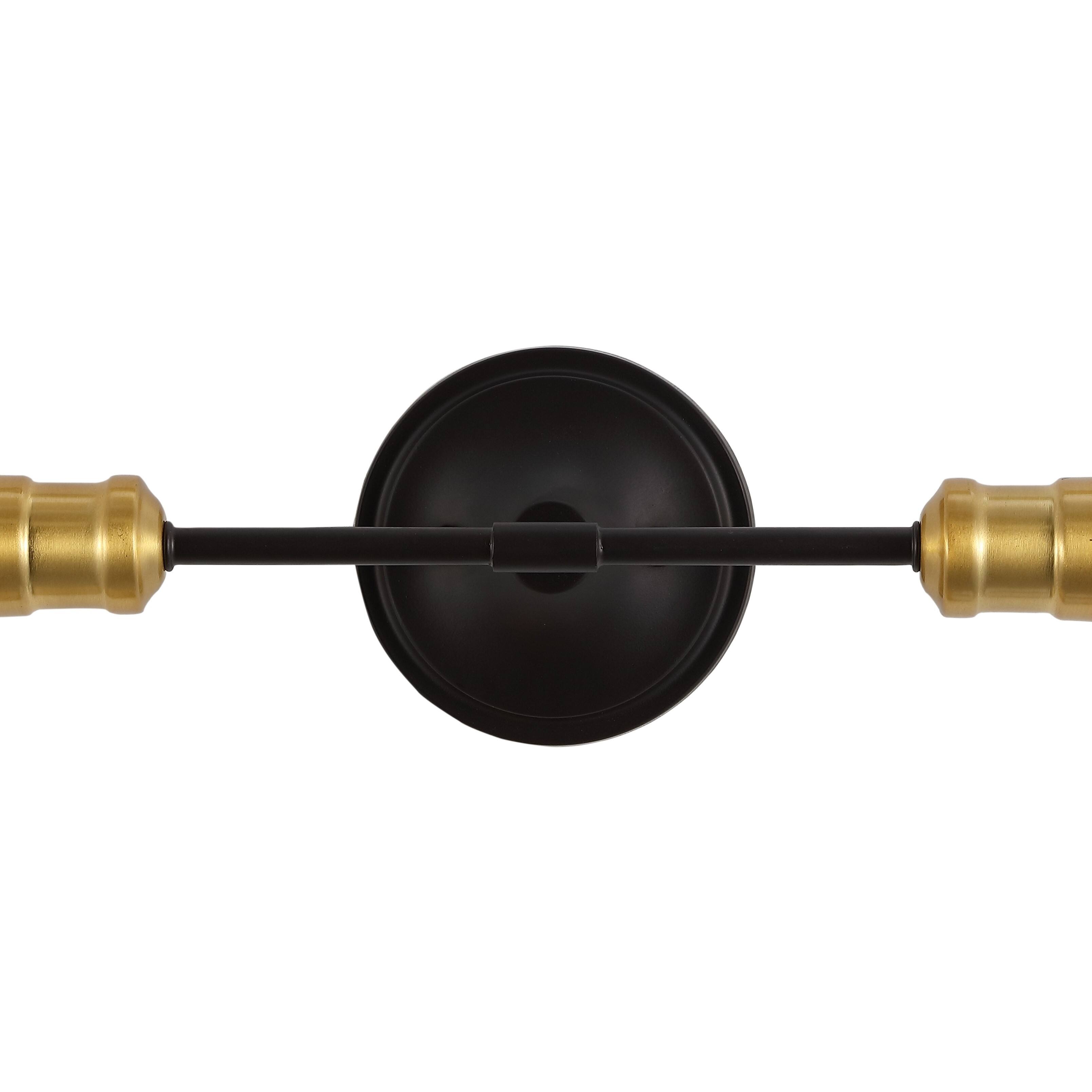 Alt View 5. Jonathan Y - Jaxon 13.25" 2-Light Industrial Farmhouse Iron LED Vanity, Oil Rubbed Bronze/Brass Gold - Oil Rubbed Bronze/Brass Gold.