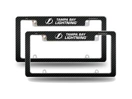 Rico Industries - Tampa Bay Lightning NHL (Set of 2) Chrome Metal License Plate Frames with Carbon Fiber Design - Multi
