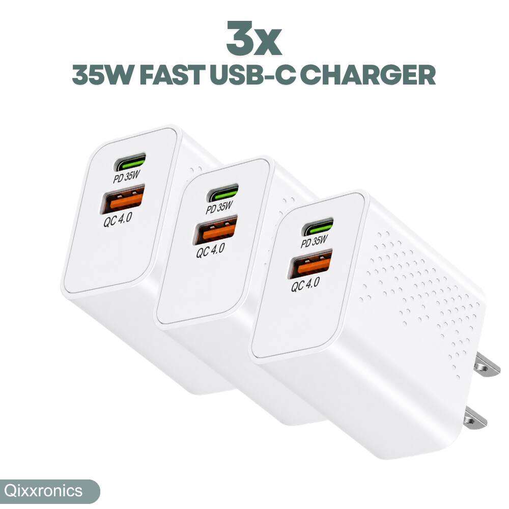 3x 35W FAST USB-C CHARGER  
PD 35W QC4.0  
Qixxronics