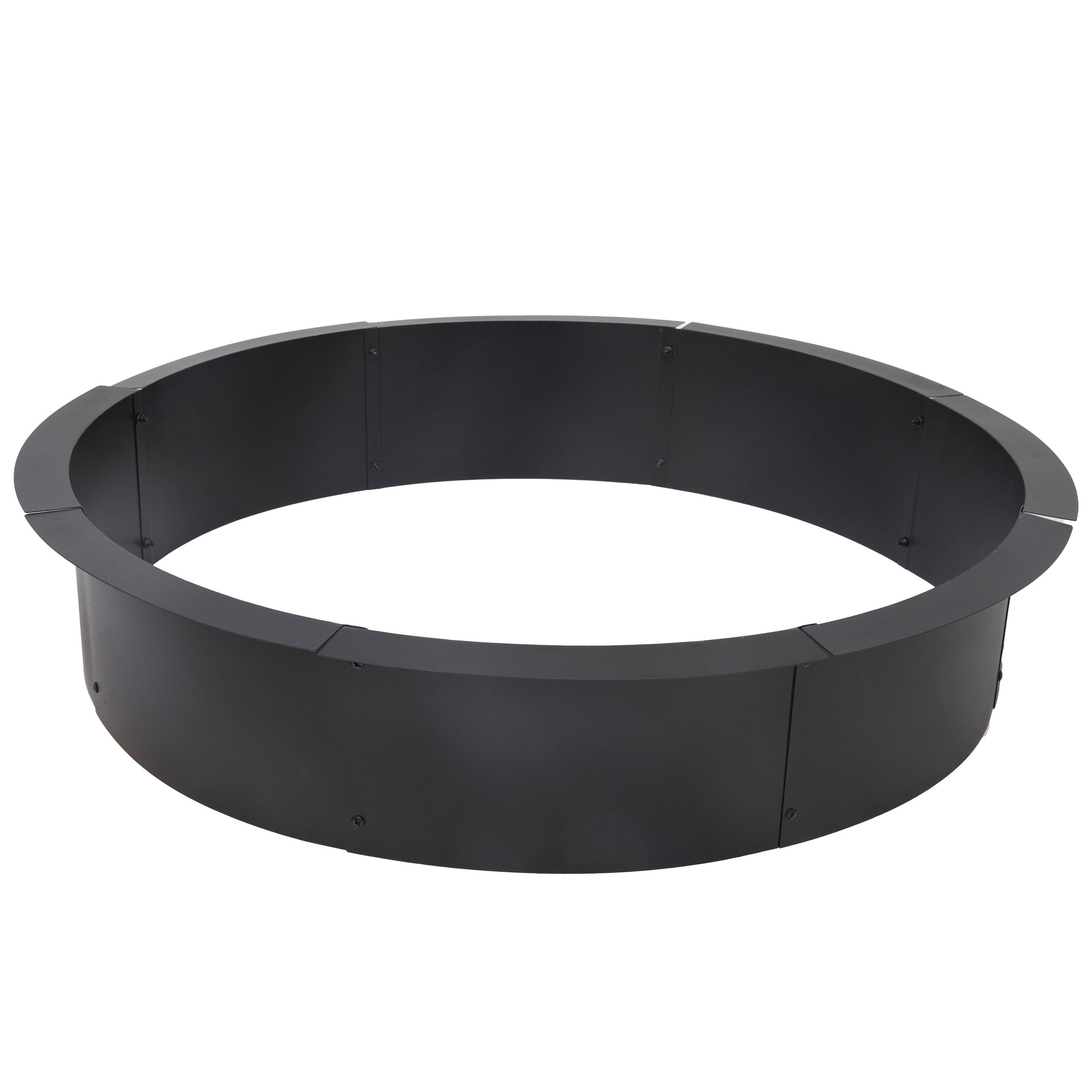 Front. Sunnydaze - Steel Fire Pit Ring Insert, Round, 42.5" Outer / 38.5" Inner Dia - Black.