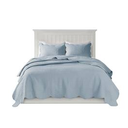 Gracie Mills - Salvatore 3-Piece Reversible Country-Inspired Scalloped Edge Quilt Set - Blue