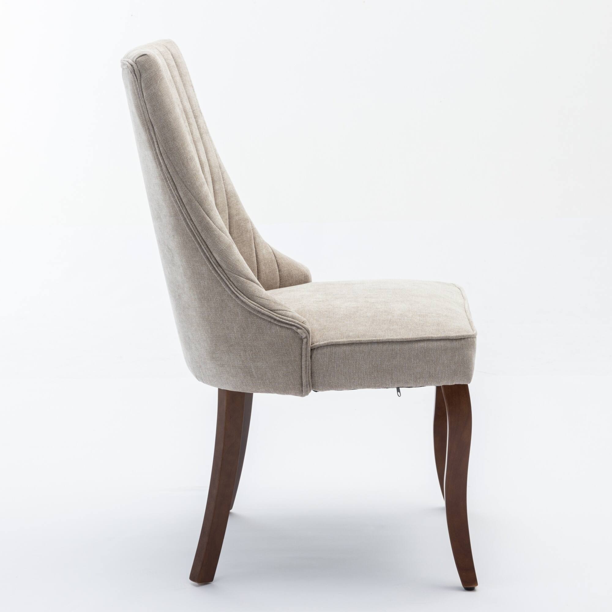 Alt View 1. GOODSILO - Elegant Upholstered Dining Chairs Set with High Backrest and Solid Wood Legs for Comfortable Seating - Beige.